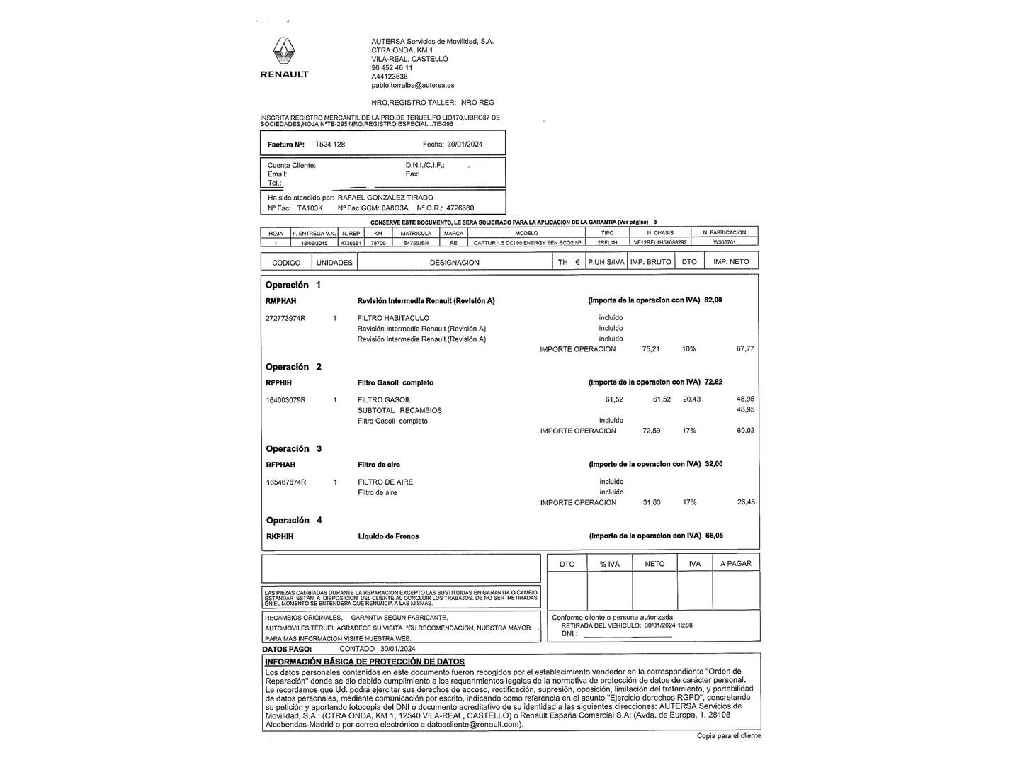 Foto del mantenimiento del Renault Captur Renault Captur Zen Energy dCi (90 CV)