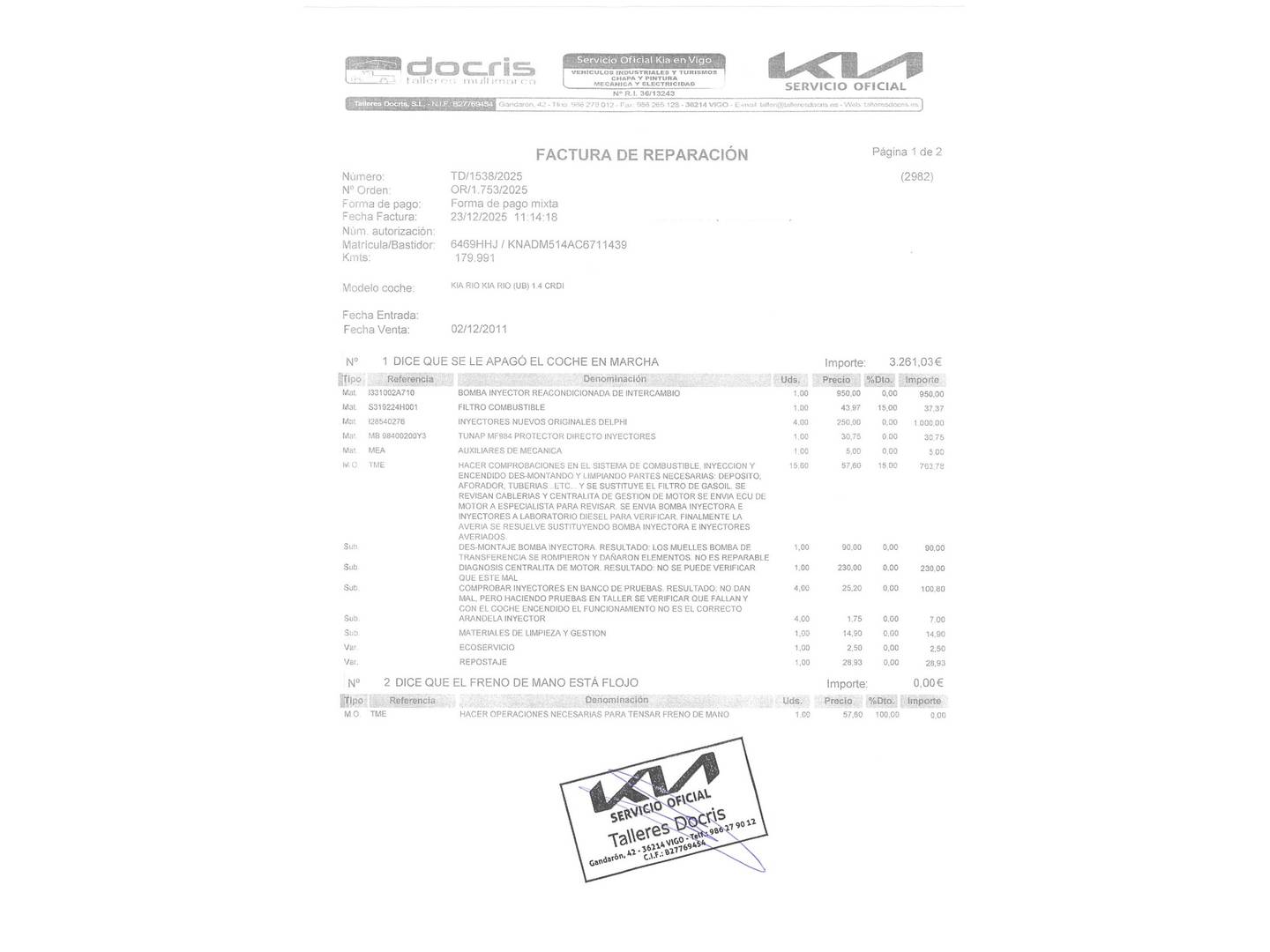 Foto del mantenimiento del KIA Rio KIA Rio 1.4 CRDi VGT Concept (90 CV)