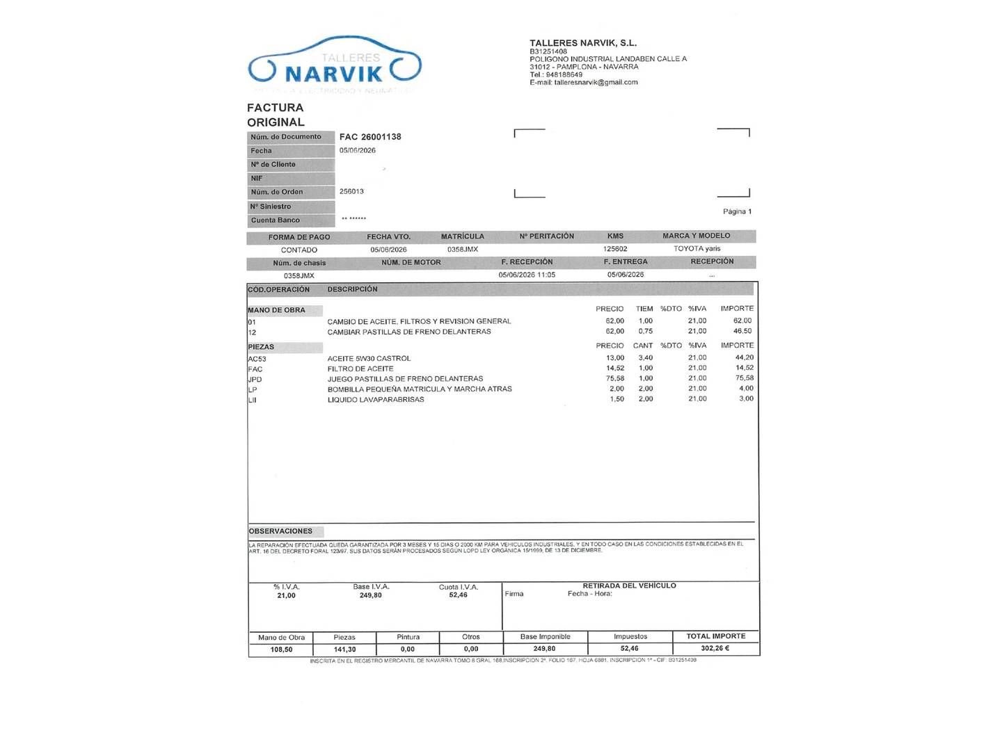 Foto del mantenimiento del Toyota Yaris Toyota Yaris 1.3 100 Feel (99 CV)