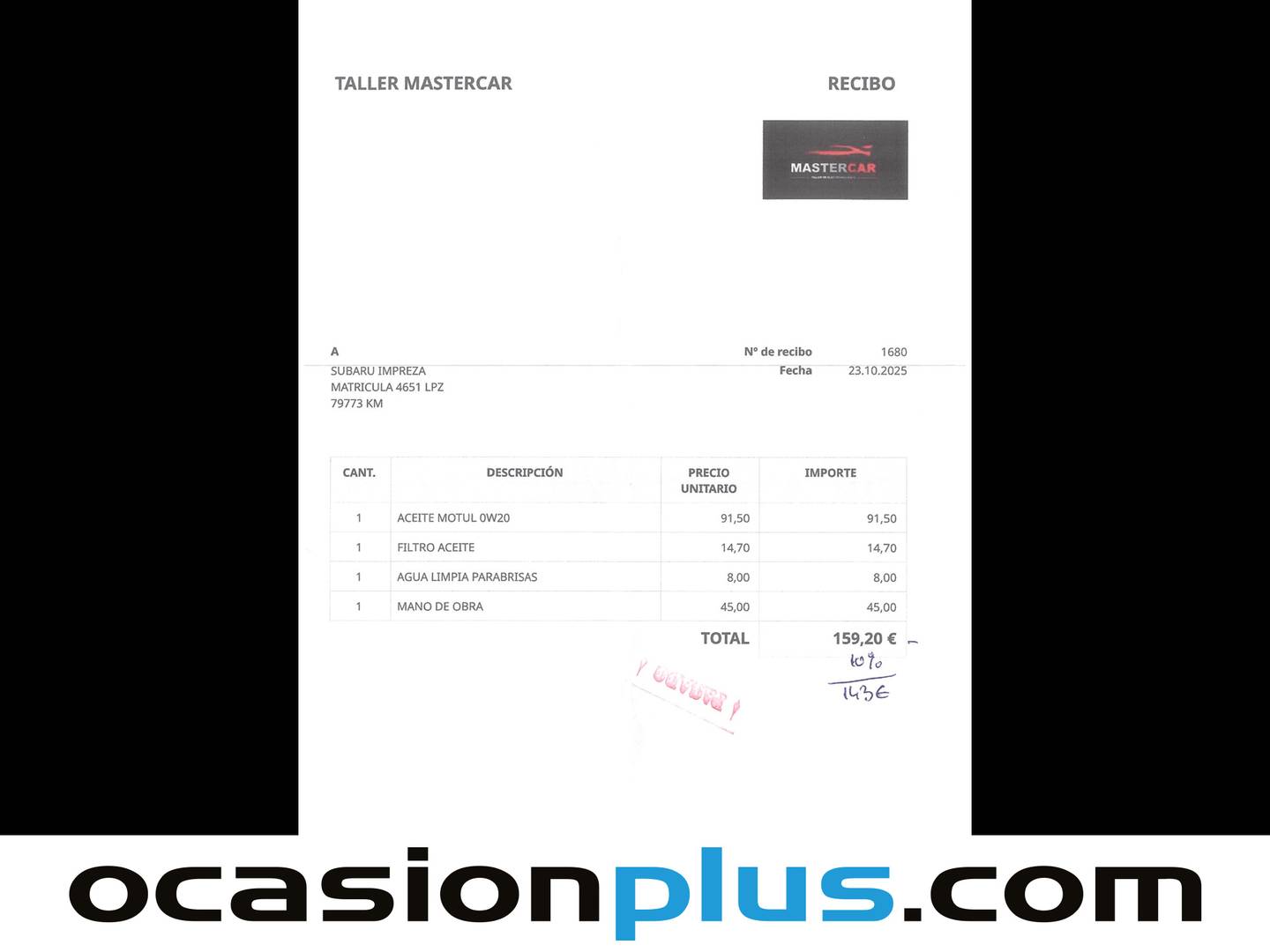 Foto del mantenimiento del Subaru Impreza Subaru Impreza 2.0I Hybrid Urban CVT (150 CV)