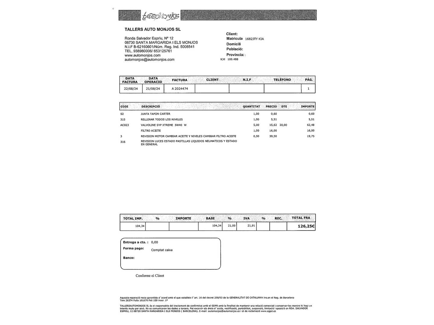 Foto del mantenimiento del KIA Ceed Kia Ceed 1.4 CRDi WGT Concept (90 CV)