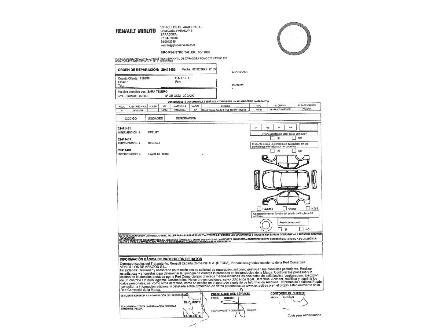 Foto del mantenimiento del Renault Grand Scénic Renault Grand Scenic Zen Energy TCe (140 CV) 7 Plazas