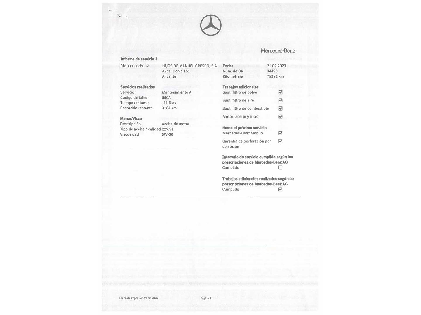Foto del mantenimiento del Mercedes Clase C Mercedes Clase C C Coupe 300 (245 CV) Pack AMG