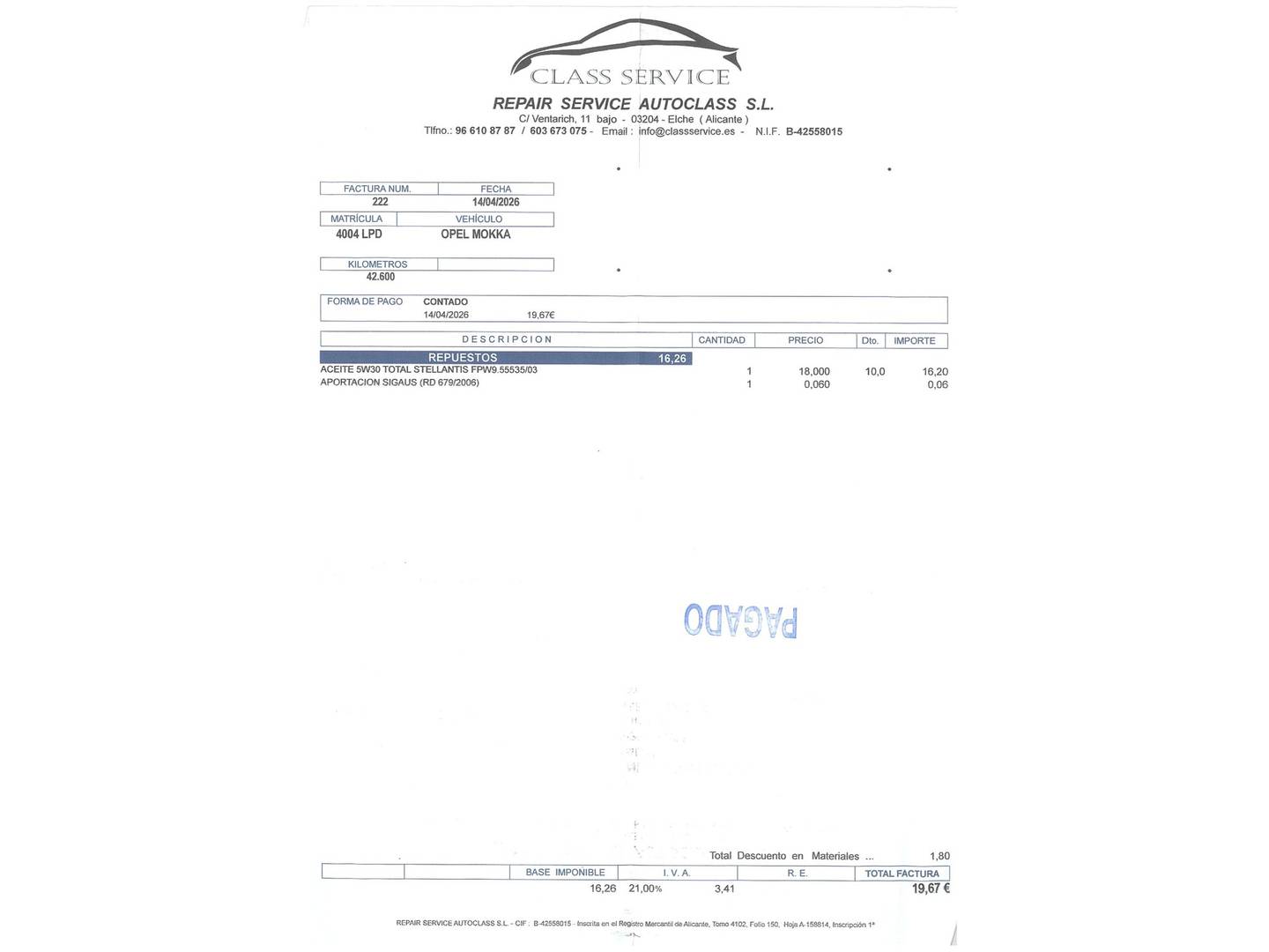 Foto del mantenimiento del Opel Mokka Opel Mokka 1.2 Turbo GS Line Auto (130 CV)