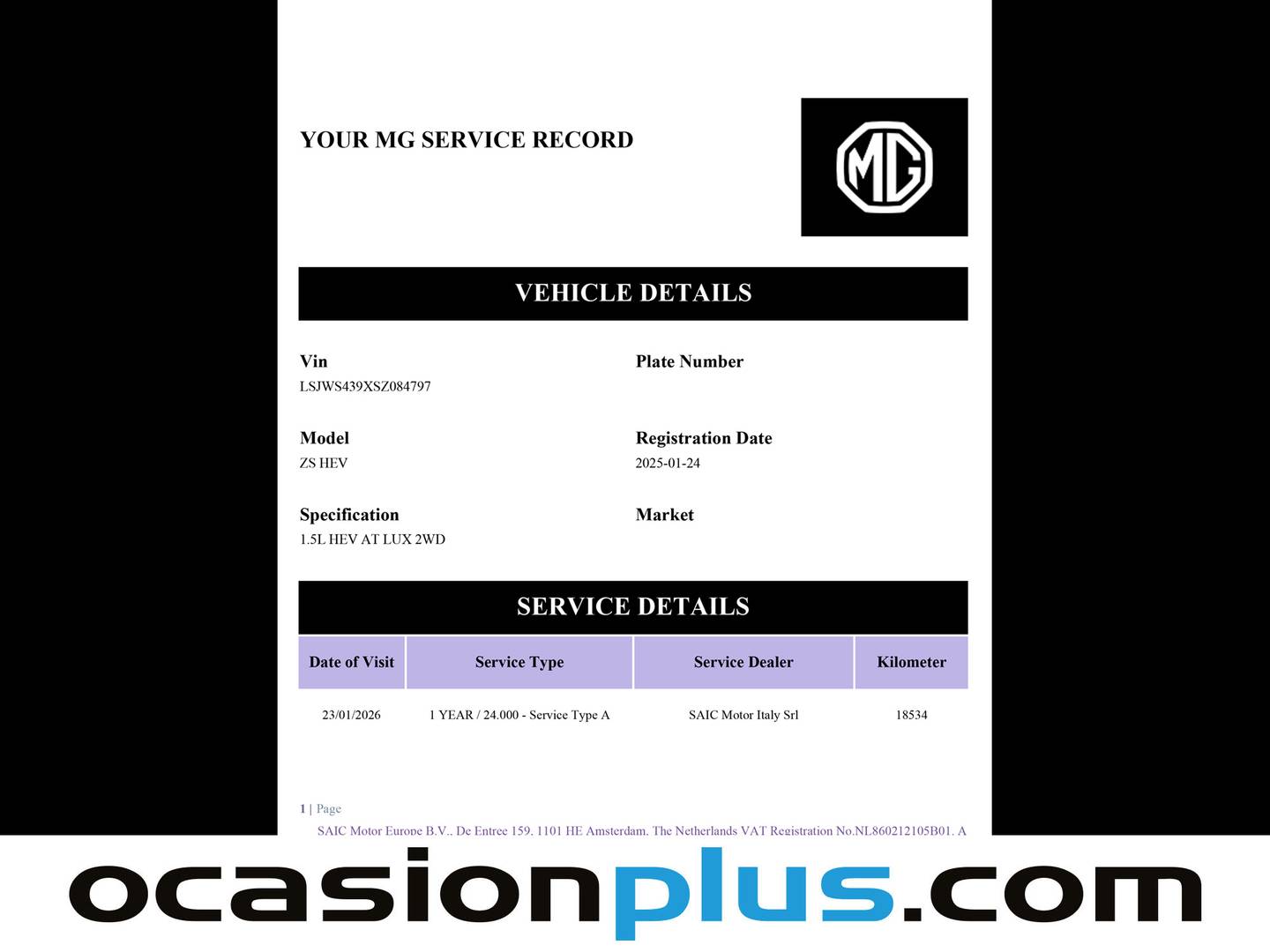 Foto del mantenimiento del MG ZS MG ZS 1.5 Hybrid+ Luxury (197 CV)