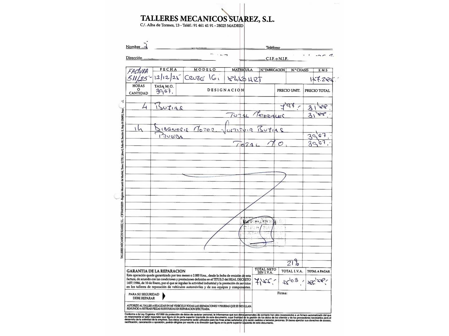 Foto del mantenimiento del Chevrolet Cruze Chevrolet Cruze 1.6 LT+ Clima (124 CV)