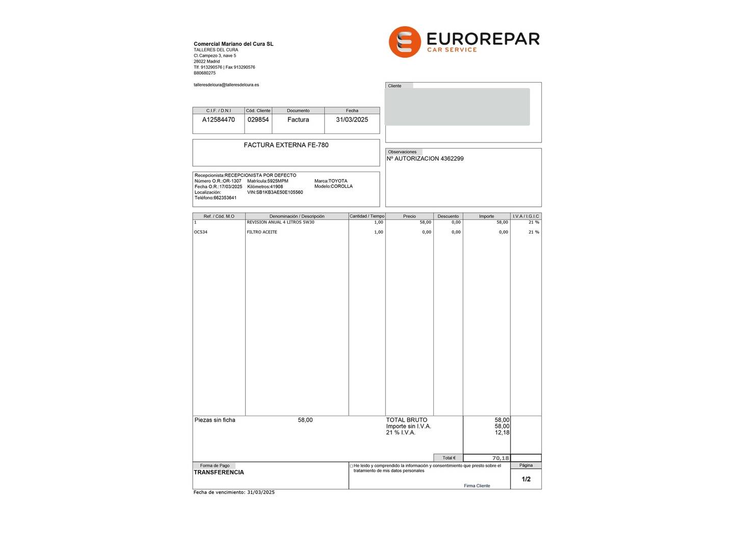 Foto Toyota Corolla Toyota Corolla 140H Active Plus (140 CV)