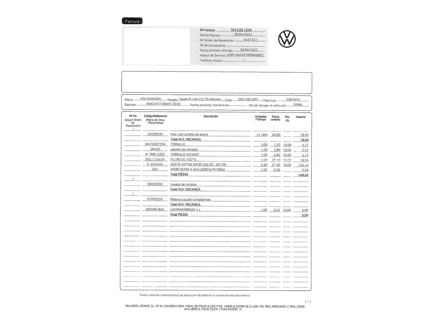 Foto del mantenimiento del Volkswagen Tiguan Volkswagen Tiguan R-Line 2.0 TDI 4Motion (193 CV) DSG