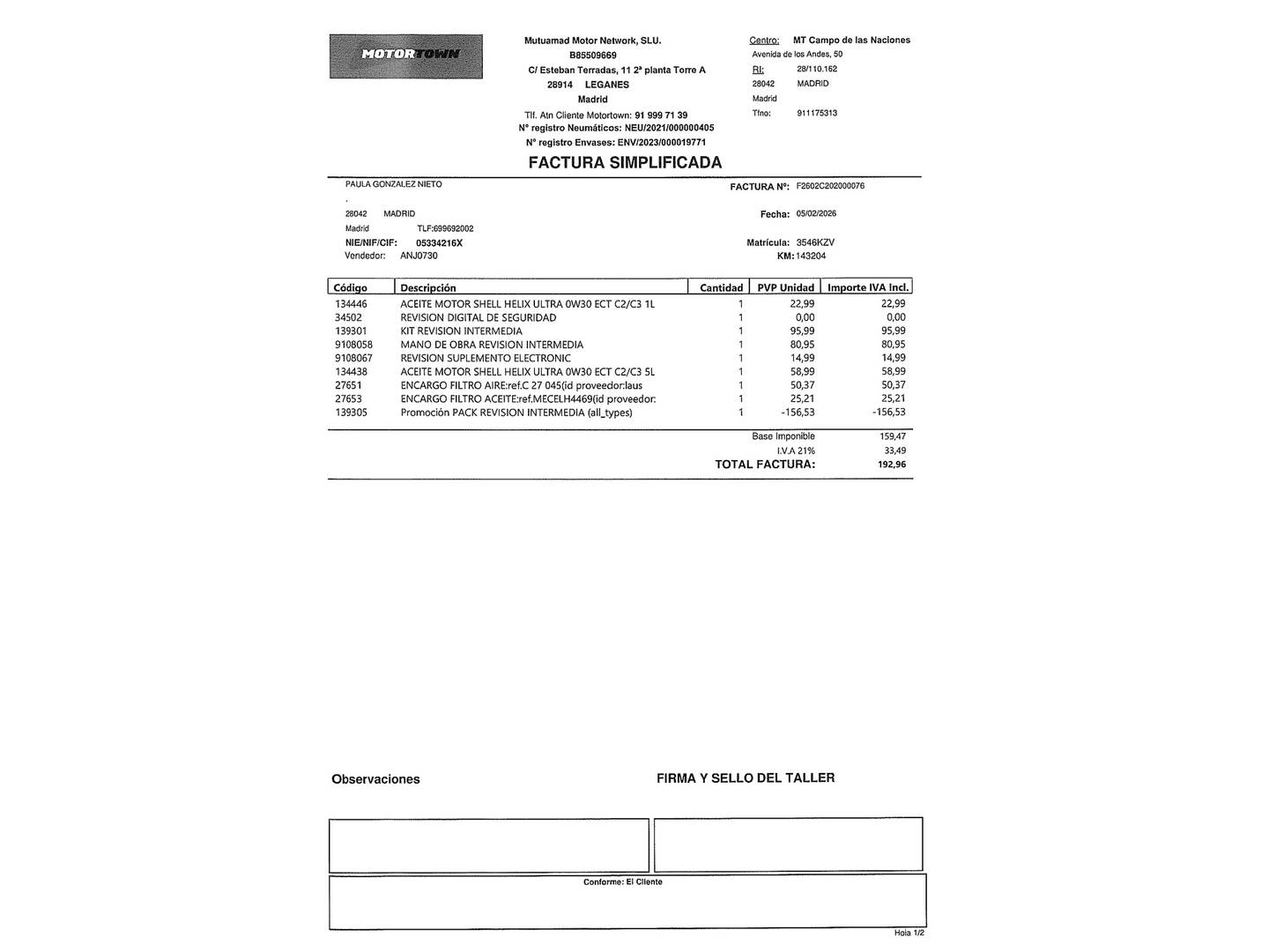 Foto del mantenimiento del BMW Serie 2 BMW Serie 2 220i Coupe (184 CV) Pack M