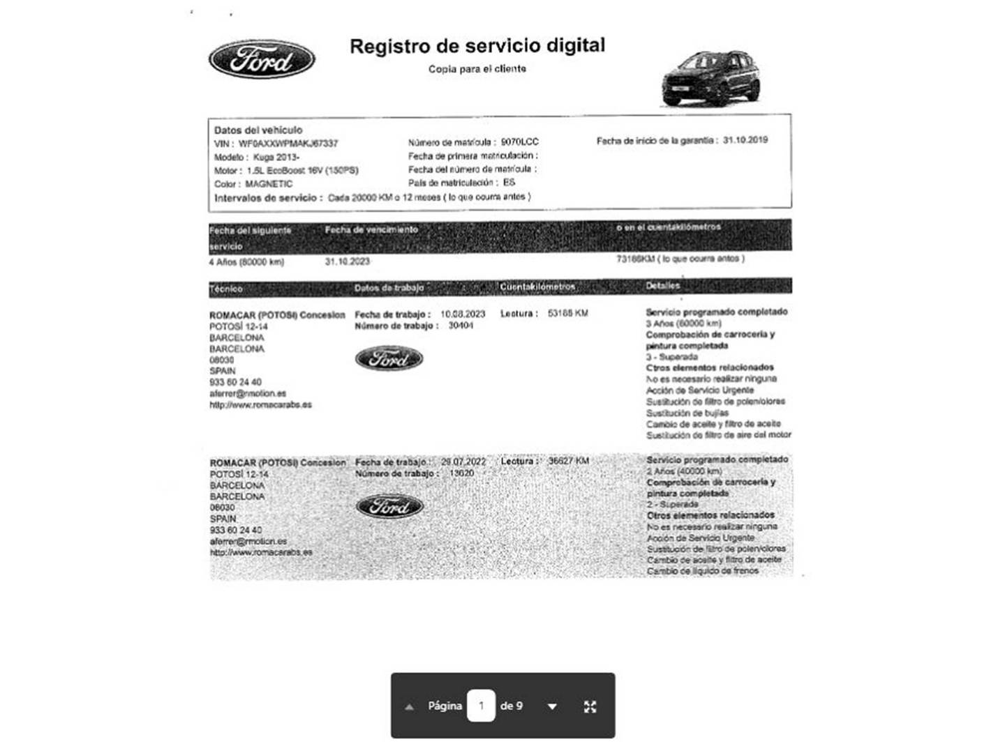 Foto del mantenimiento del Ford Kuga Ford Kuga 1.5 EcoBoost ST-Line Limited Edition 4x2 (150 CV)