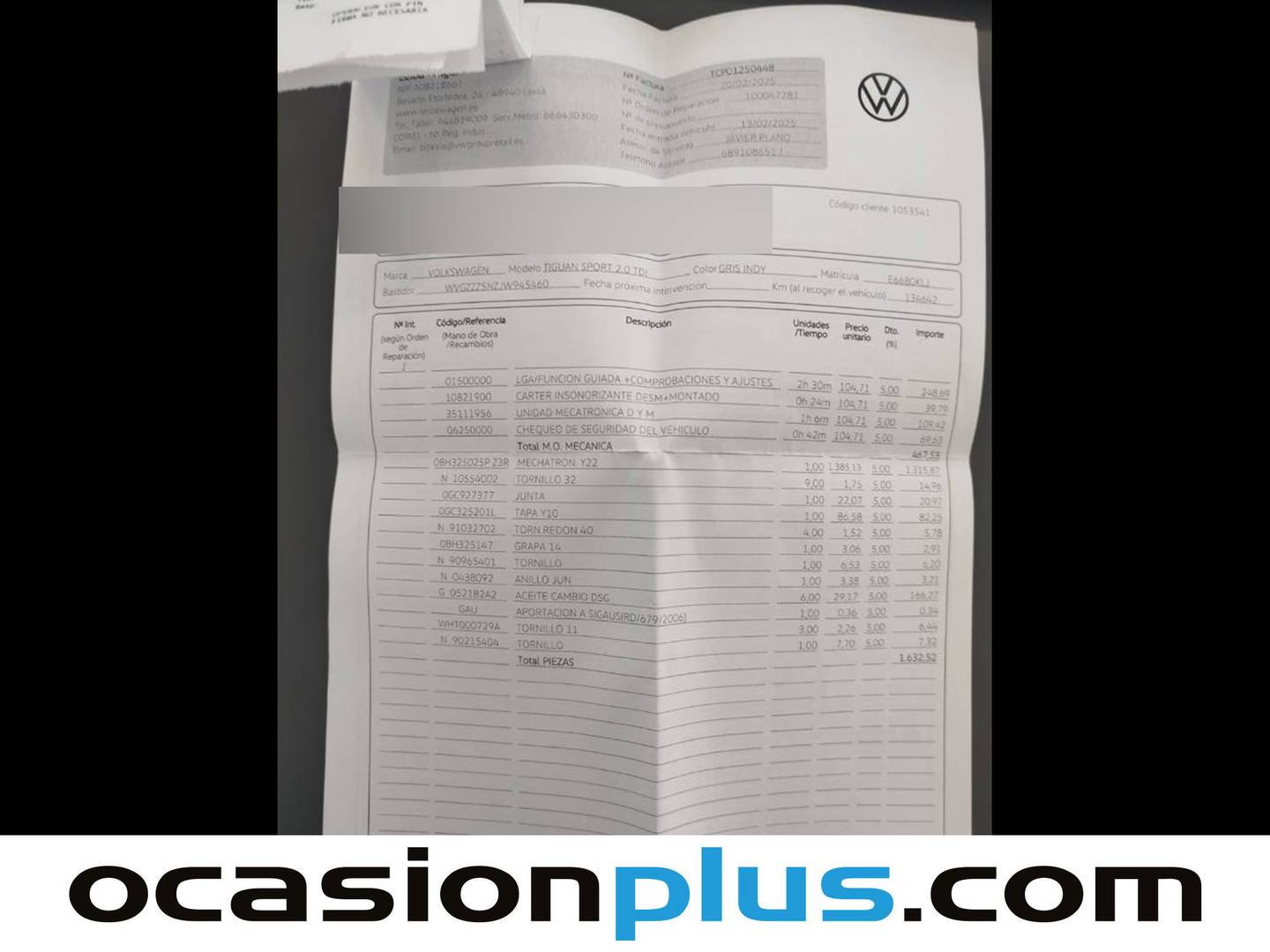 Foto del mantenimiento del Volkswagen Tiguan Volkswagen Tiguan Sport 2.0 TDI 4Motion (190 CV) DSG  Pack R-Line