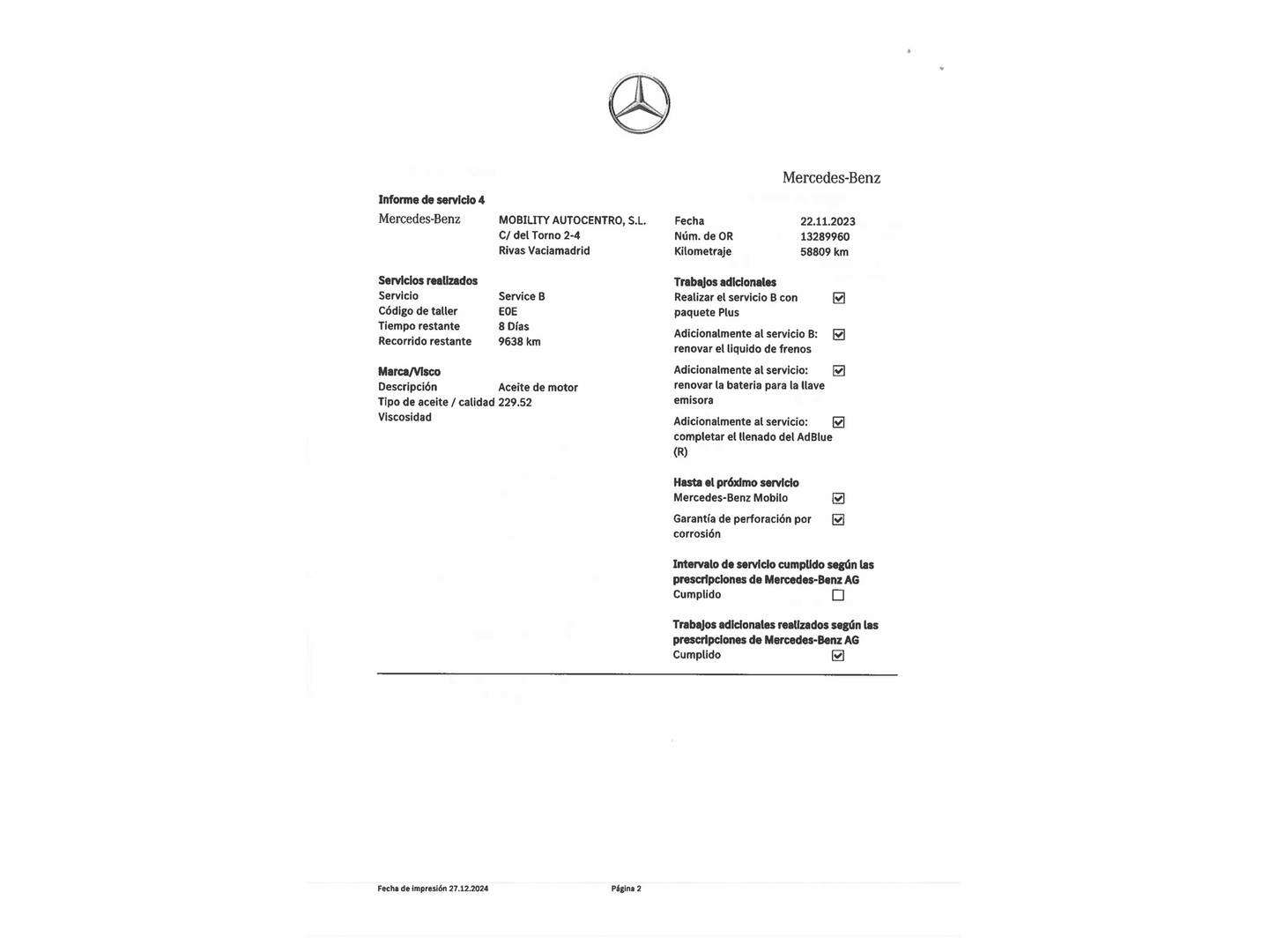 Foto del mantenimiento del Mercedes Clase A Mercedes Clase A 180 d (116 CV)