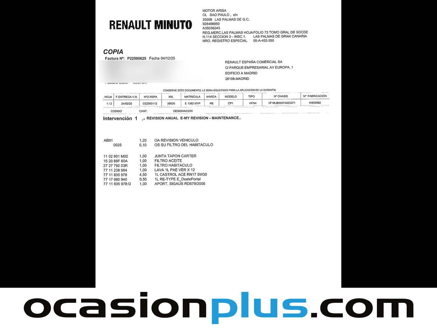 Foto del mantenimiento del Renault Captur Renault Captur Evolution full hybrid E-Tech (145 CV)