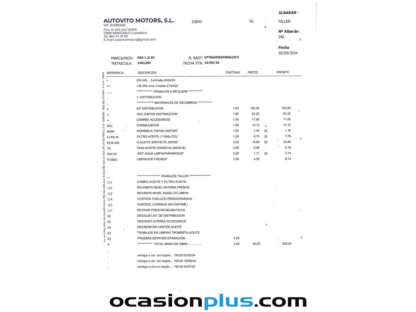 Foto del mantenimiento del DS DS 3 DS DS3 PureTech 82 Desire (82 CV)