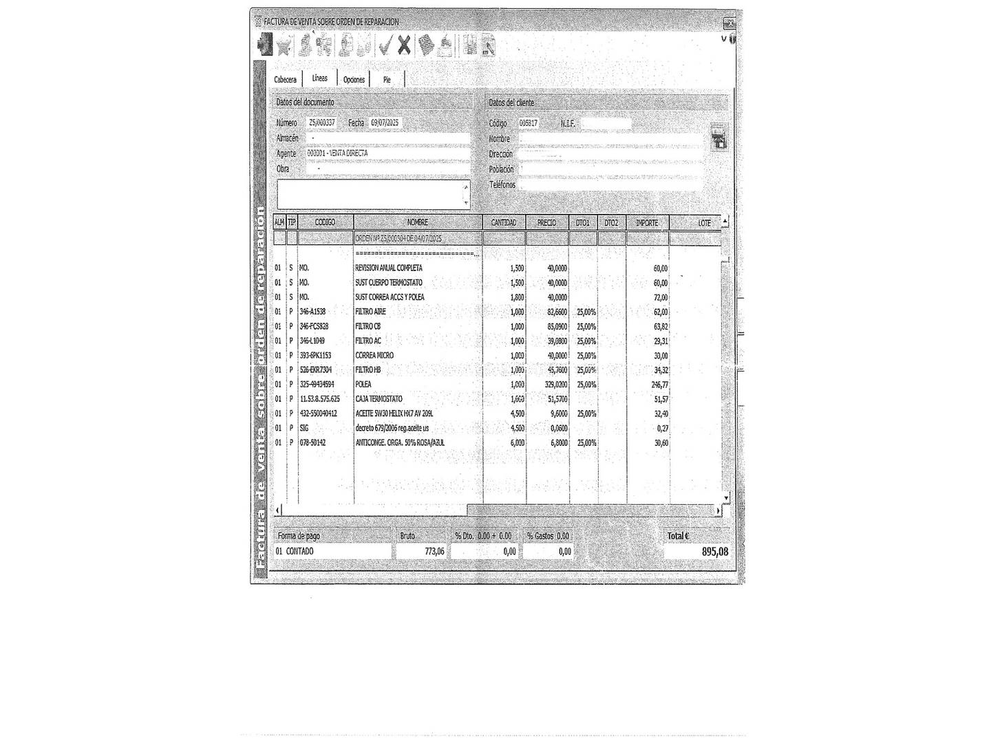 Foto del mantenimiento del BMW Serie 1 BMW Serie 1 116d Efficient Dynamics (116 CV)