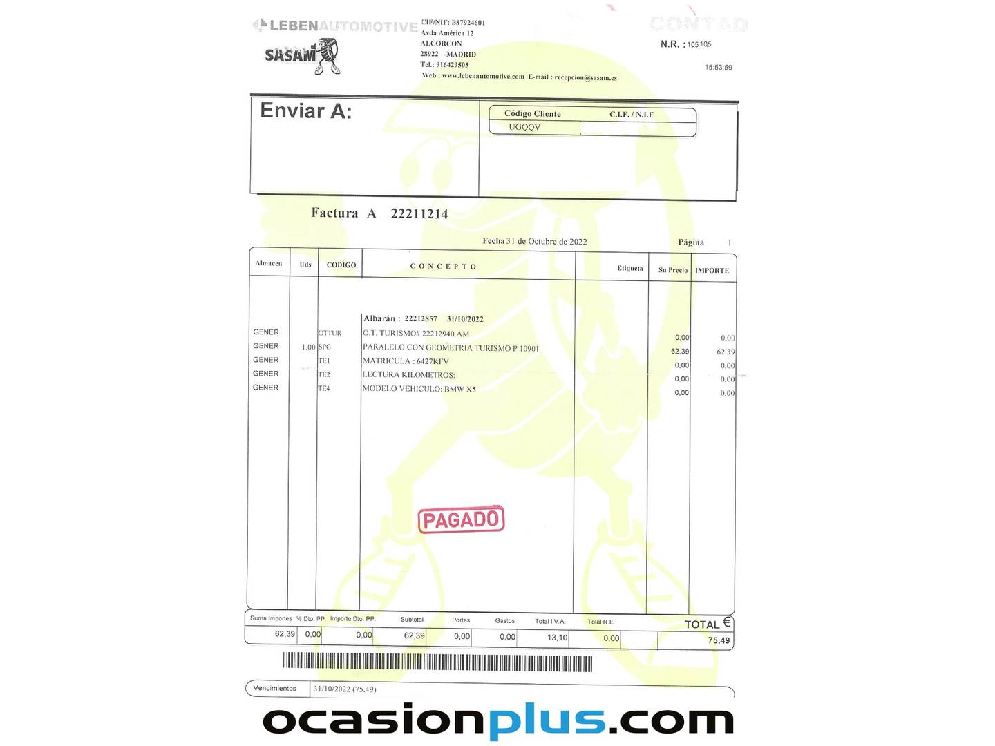 Foto del mantenimiento del BMW X5 BMW X5 xDrive30d (258 CV) 7 Plazas