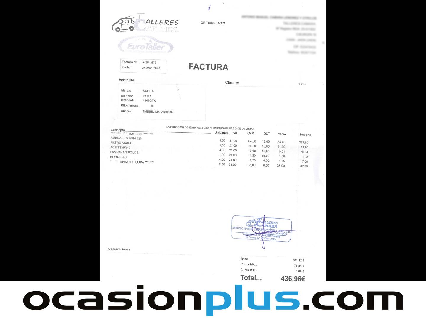 Foto del mantenimiento del Skoda Fabia Skoda Fabia 1.4 TDI Young (70 CV)