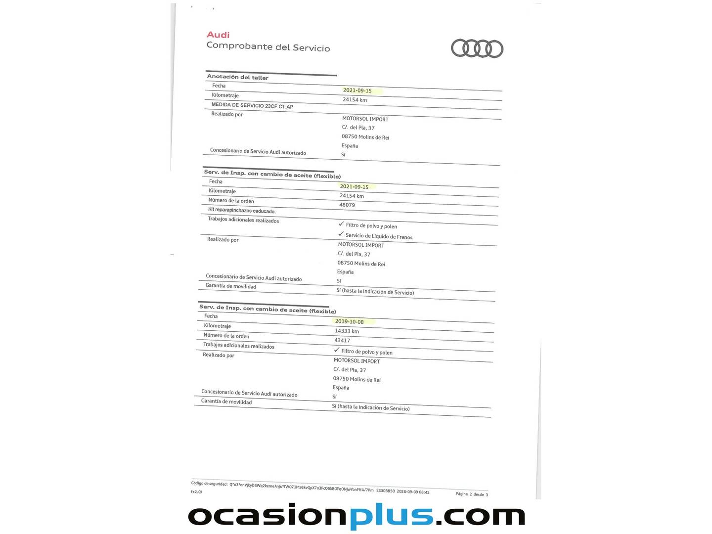 Foto del mantenimiento del Audi A1 Audi A1 Sportback Adrenalin 1.4 TDI (90 CV) Pack S Line