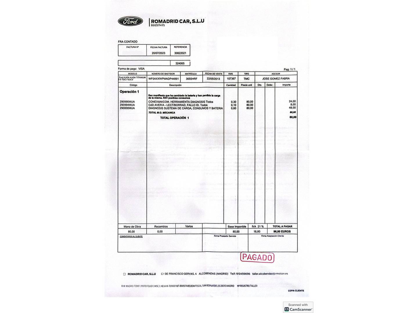 Foto del mantenimiento del Ford Kuga Ford Kuga 2.0 TDCi Titanium S 4x4 Powershift (163 CV)