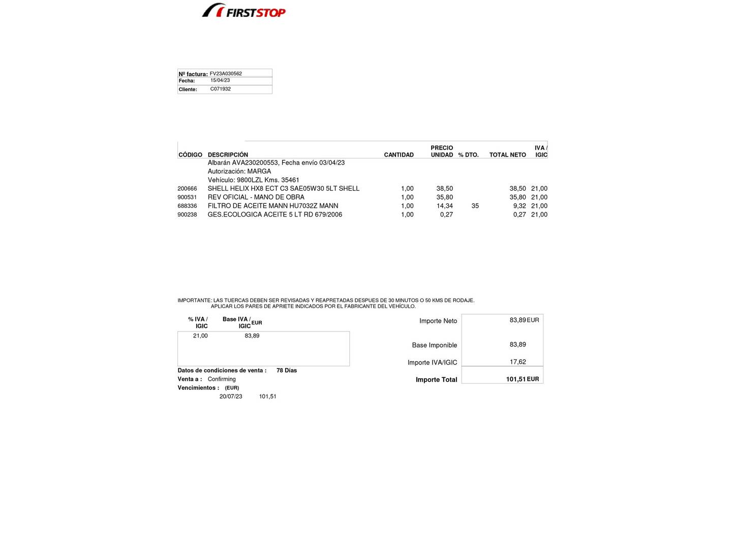 Foto del mantenimiento del Ford Kuga Ford Kuga 1.5 EcoBlue ST-Line (120 CV)