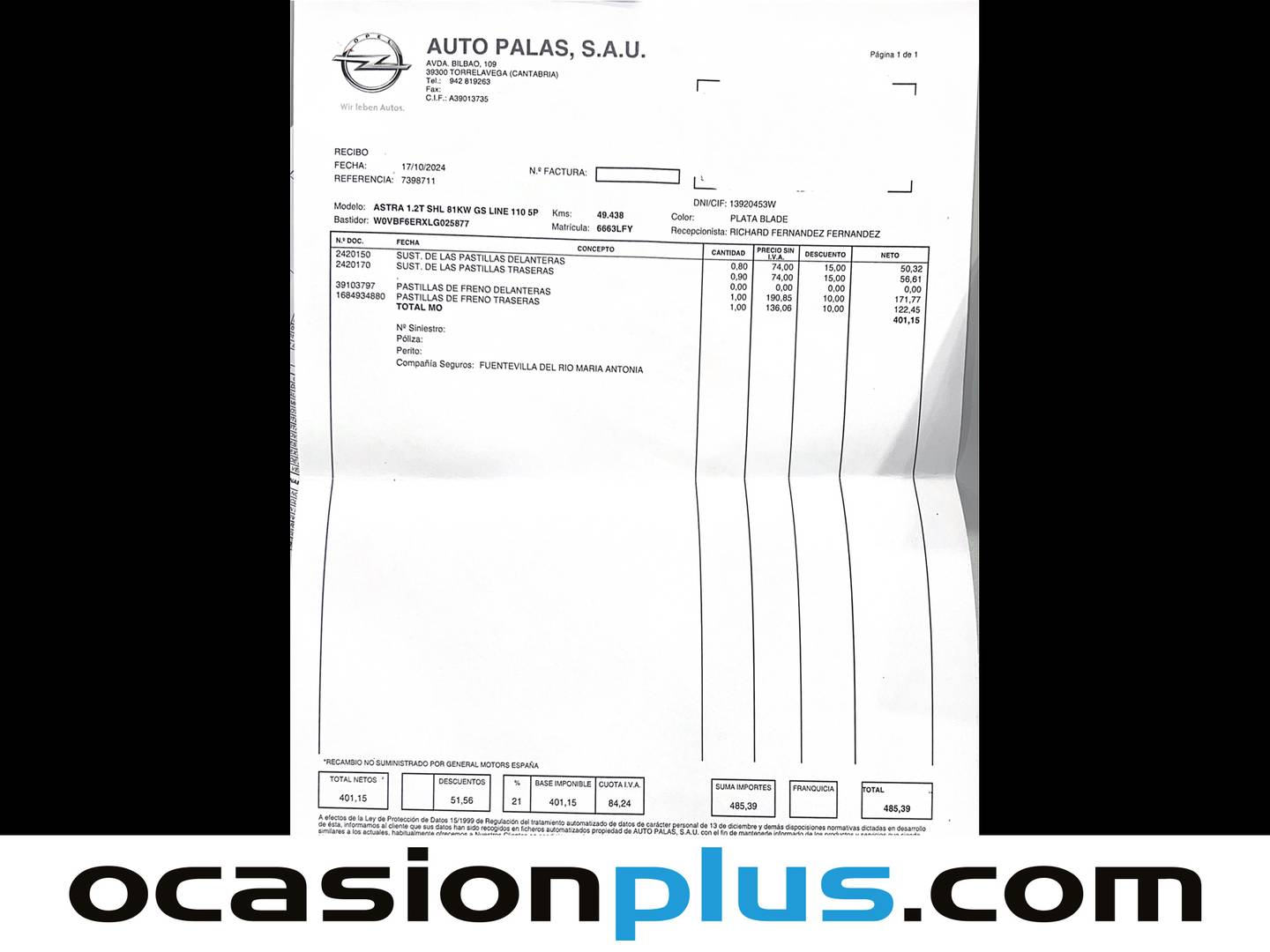 Foto del mantenimiento del Opel Astra Opel Astra 1.2 Turbo SHL GS Line (110 CV)