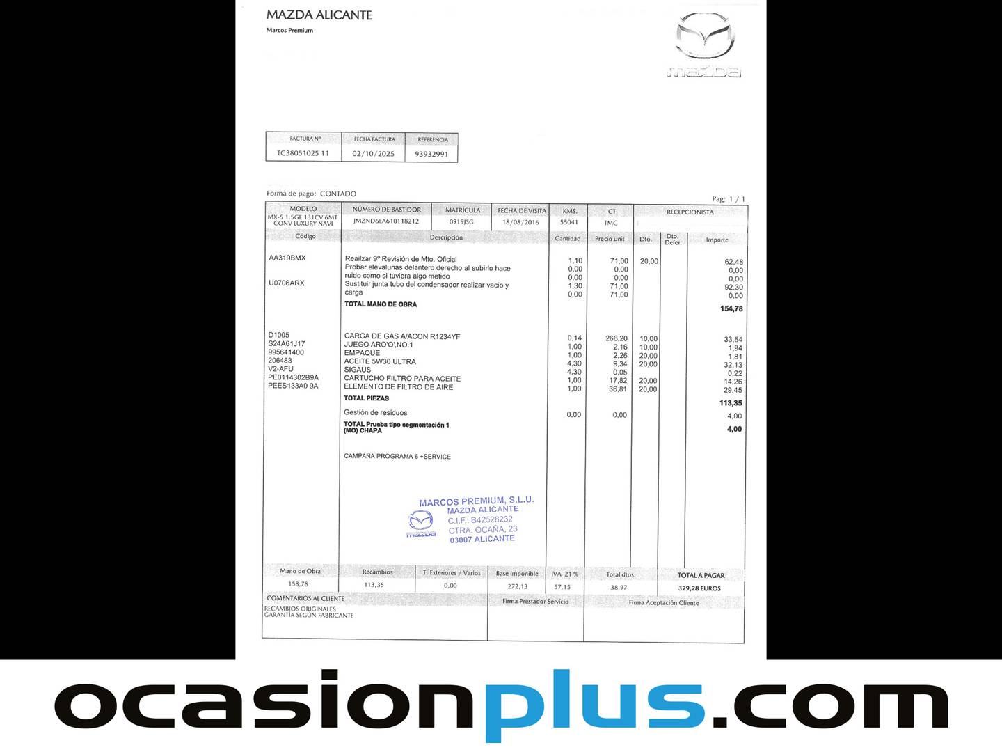 Foto del mantenimiento del Mazda MX-5 Mazda MX-5 1.5 Luxury (131 CV)