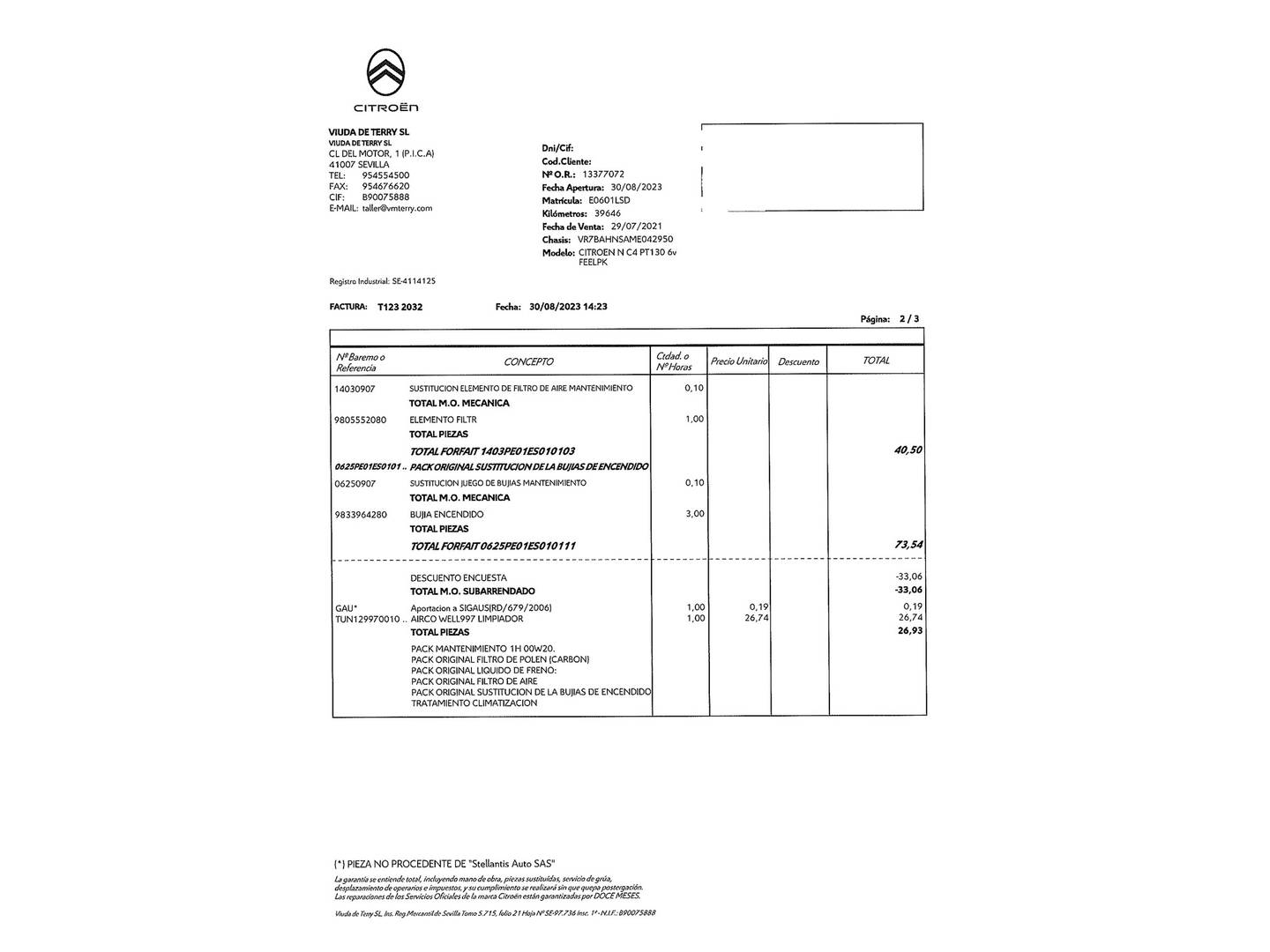 Foto del mantenimiento del Citroën C4 Citroën C4 PureTech 130 S&S 6v Feel Pack (130 CV)