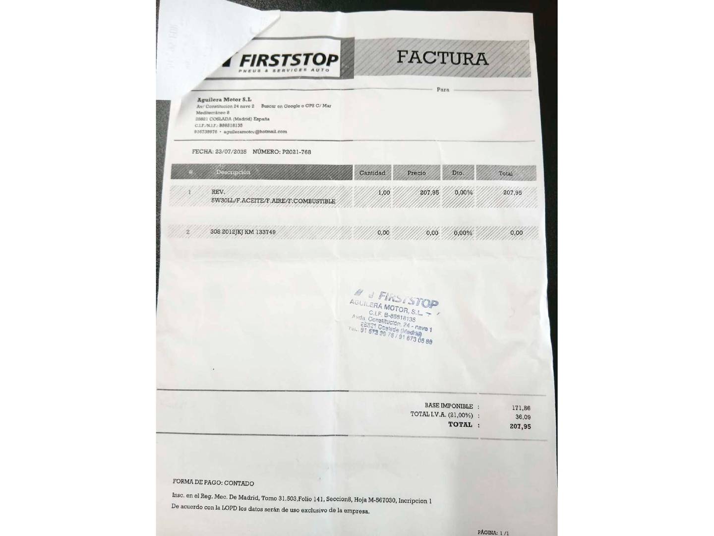 Foto del mantenimiento del Peugeot 308 Peugeot 308 BlueHDI 150 Allure (150 CV)