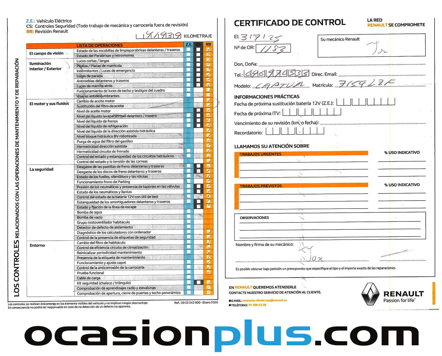 Foto del mantenimiento del Renault Captur Renault Captur RS Line E-Tech Híbrido (160 CV)