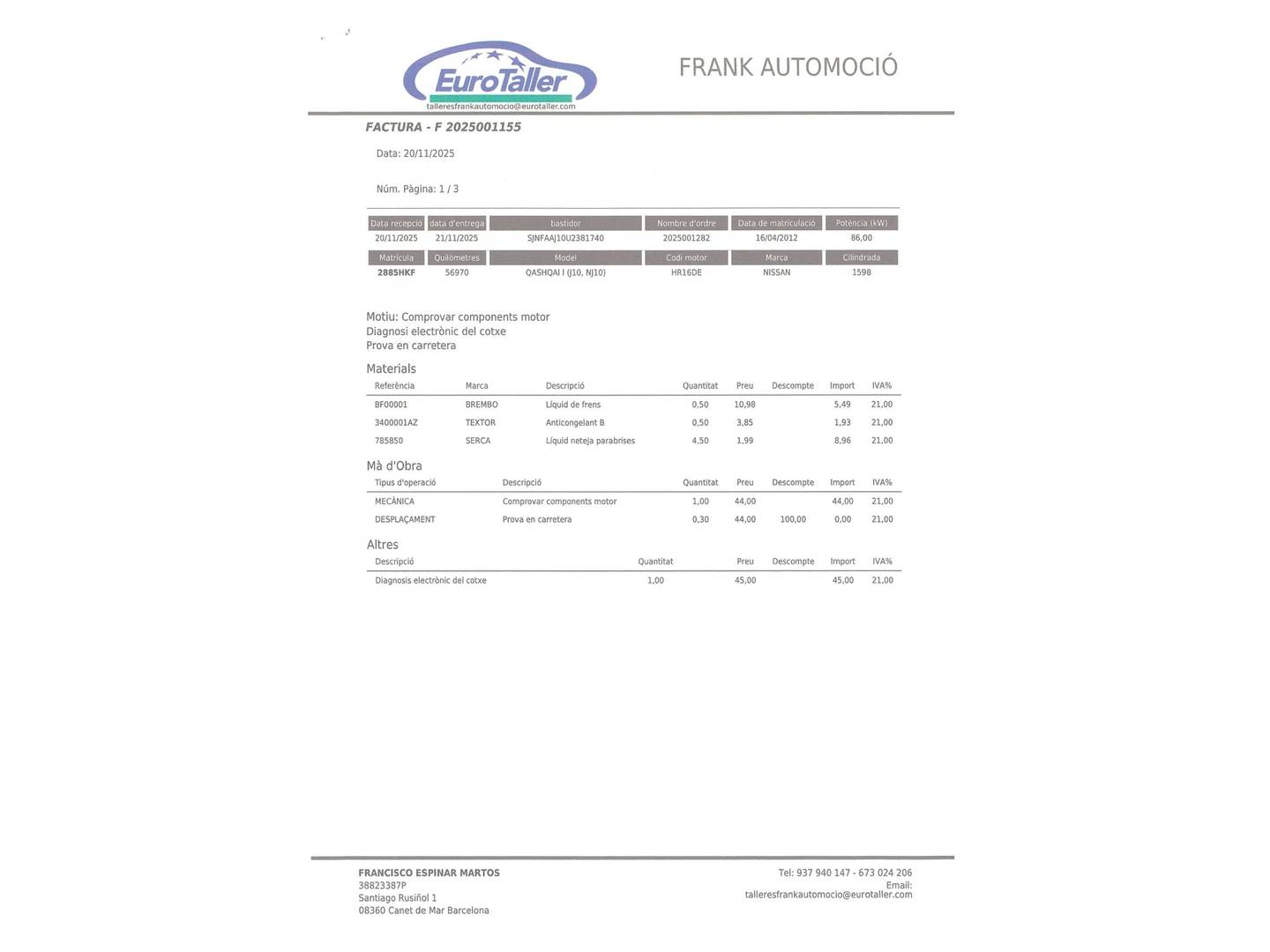 Foto del certificado del Nissan QASHQAI Nissan Qashqai 1.6 S&S Tekna Premium 4x2 (117 CV)