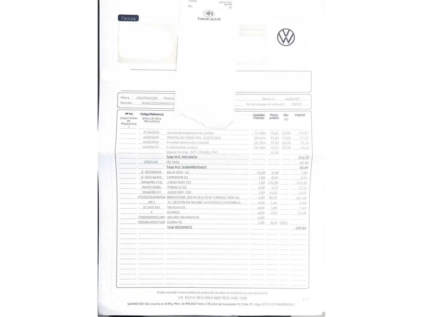 Foto del mantenimiento del Volkswagen Golf Volkswagen Golf Life 1.0 eTSI (110 CV) DSG