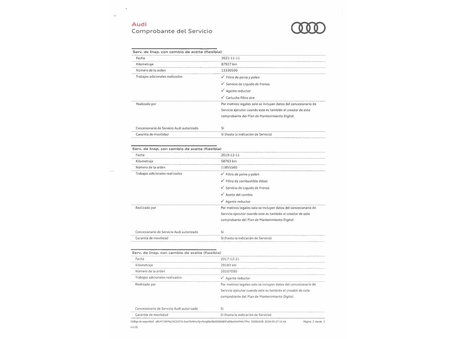 Foto del mantenimiento del Audi A6 Audi A6 Advanced edition 2.0 TDI ultra quattro (190 CV) S tronic