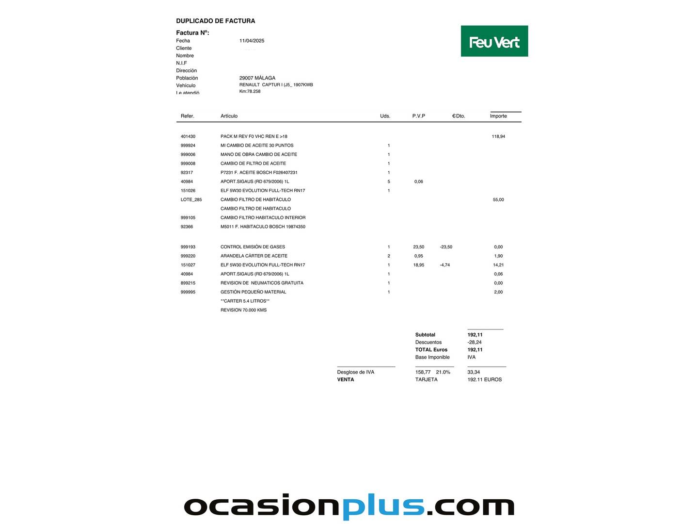 Foto del mantenimiento del Renault Captur Renault Captur Zen TCe (130 CV) GPF