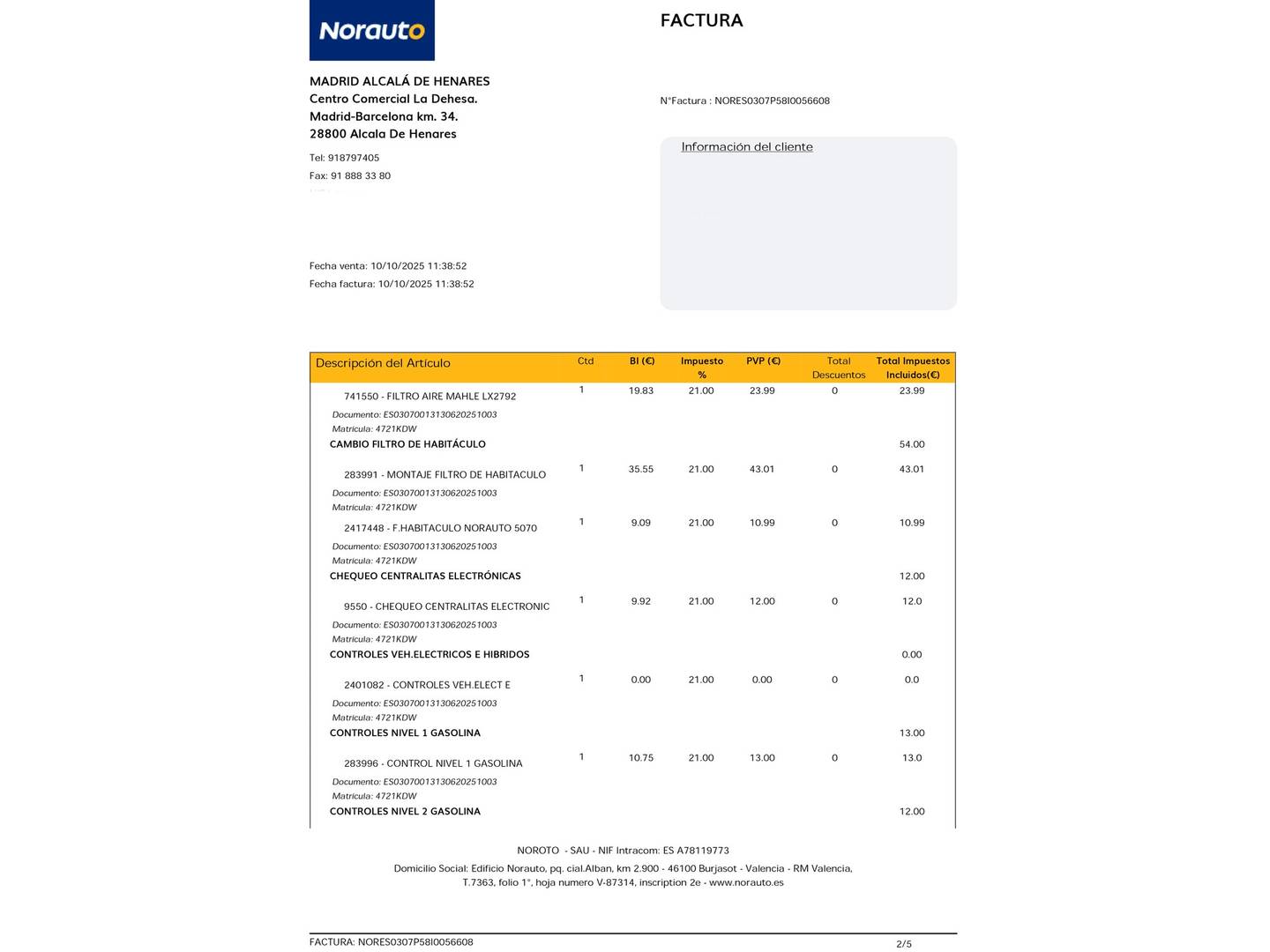Foto del mantenimiento del Toyota Auris Toyota Auris 1.8 Hybrid Active (136 CV)