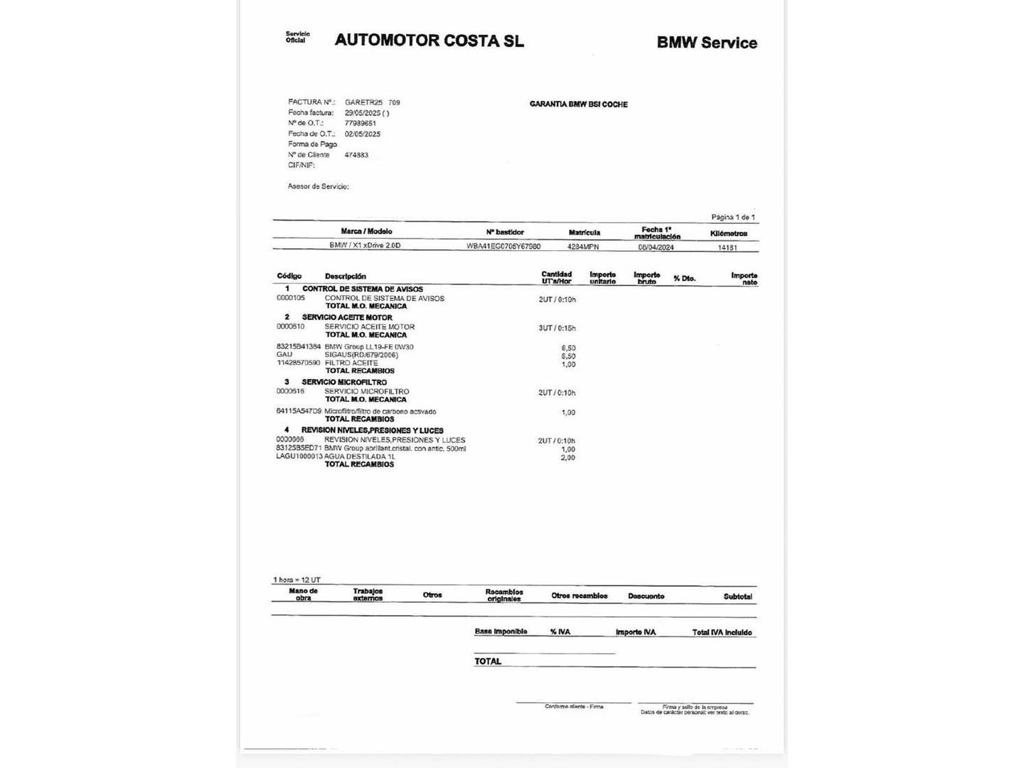 Foto del mantenimiento del BMW X1 BMW X1 xDrive20d (163 CV)