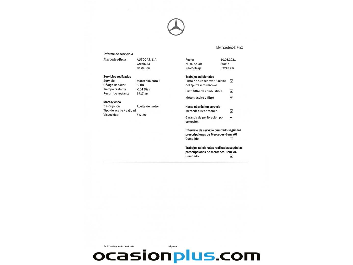 Foto del mantenimiento del Mercedes Clase C Mercedes Clase C C 200 d Avantgarde (136 CV)