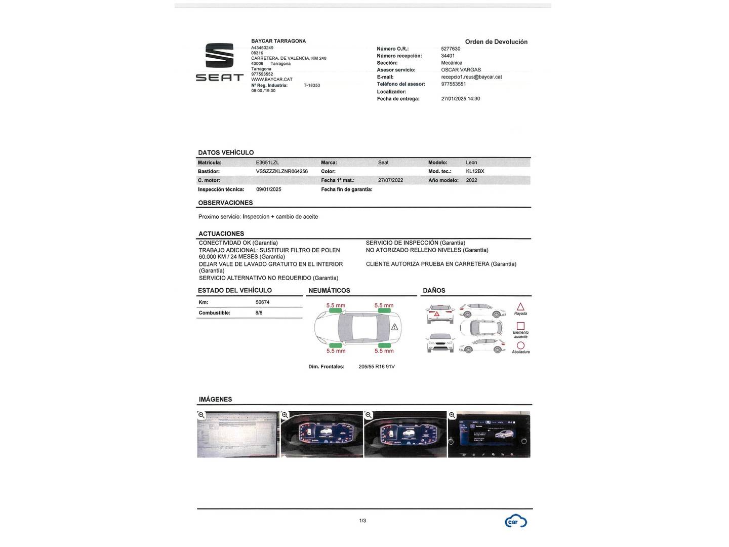 Foto del mantenimiento del Seat León Seat León 1.0 TSI S&S Style Go S (110 CV)