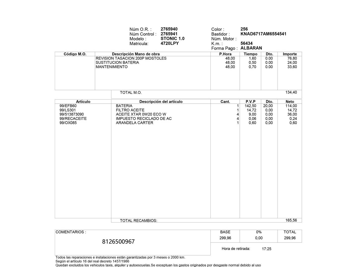 Foto del mantenimiento del KIA Stonic KIA Stonic T-GDi MHEV Drive iMT (100 CV)