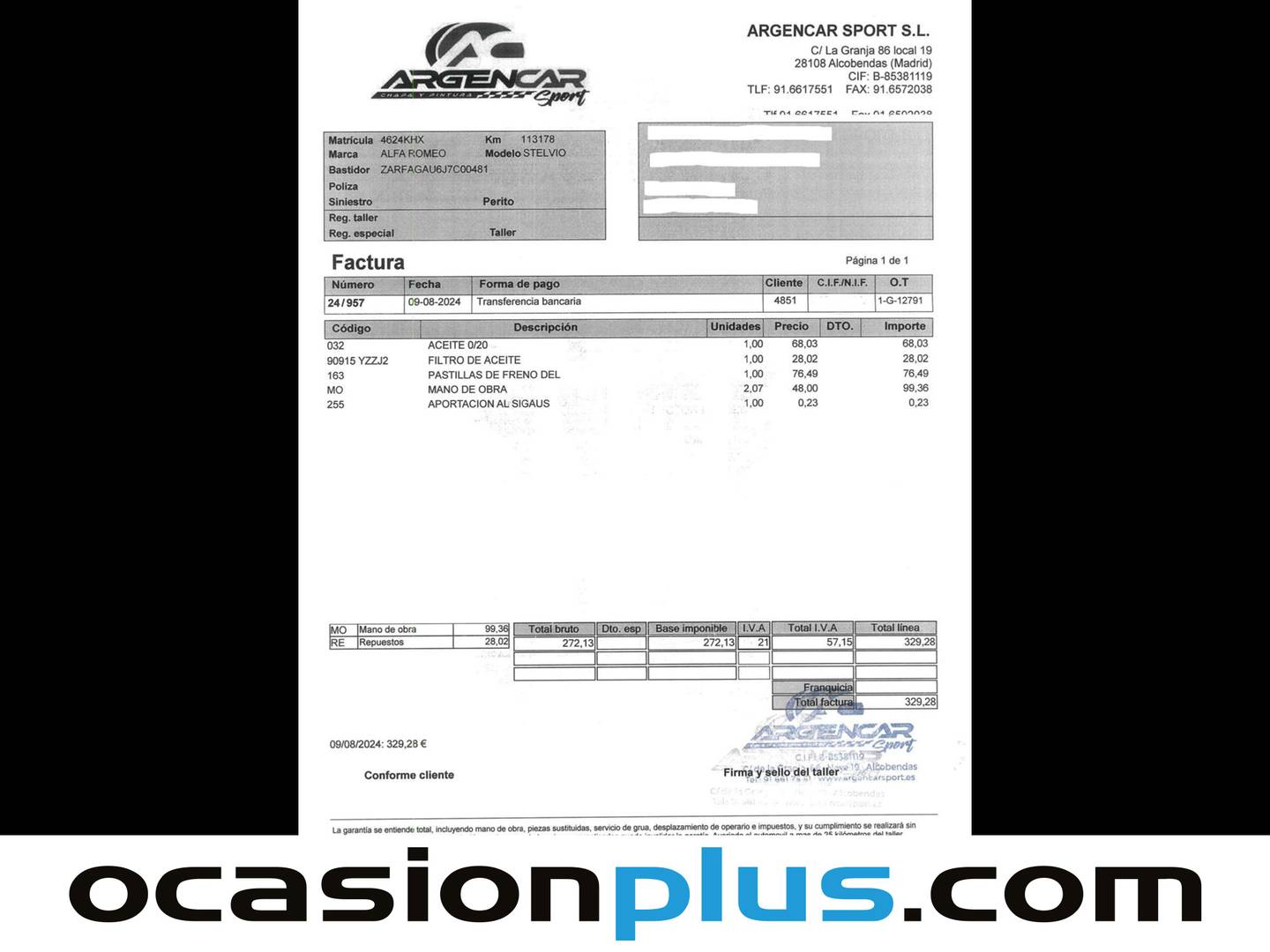 Foto del mantenimiento del Alfa Romeo Stelvio Alfa Romeo Stelvio 2.2 Diesel Super RWD (150 CV)