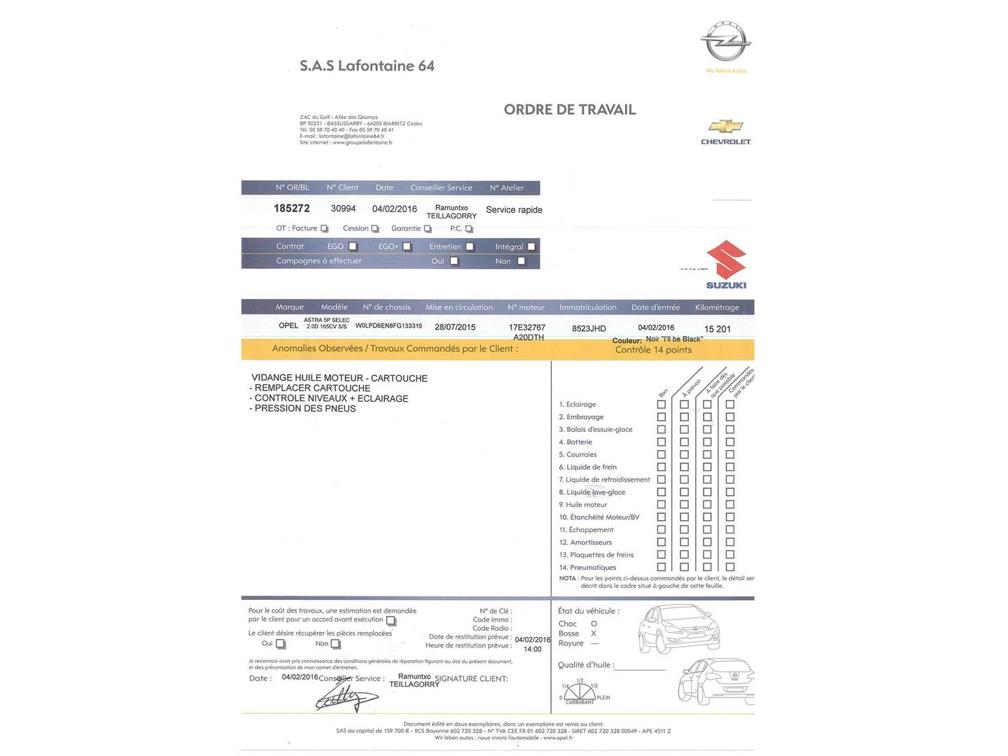 Foto del mantenimiento del Opel Astra Opel Astra 2.0 CDTi S&S Selective (165 CV)
