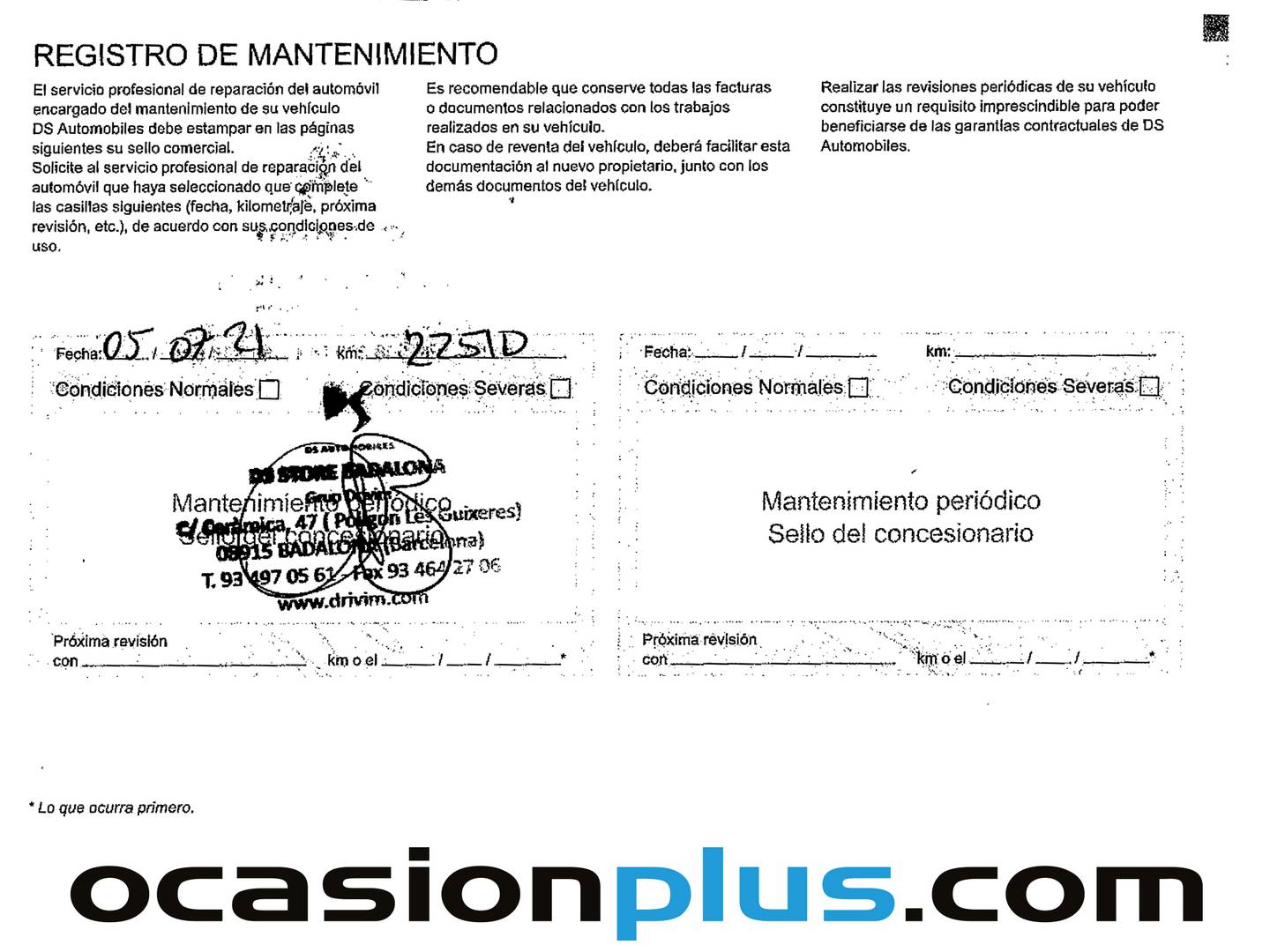 Foto del mantenimiento del DS DS 7 Crossback DS DS7 Crossback BlueHDi 180 So Chic Auto (180 CV)