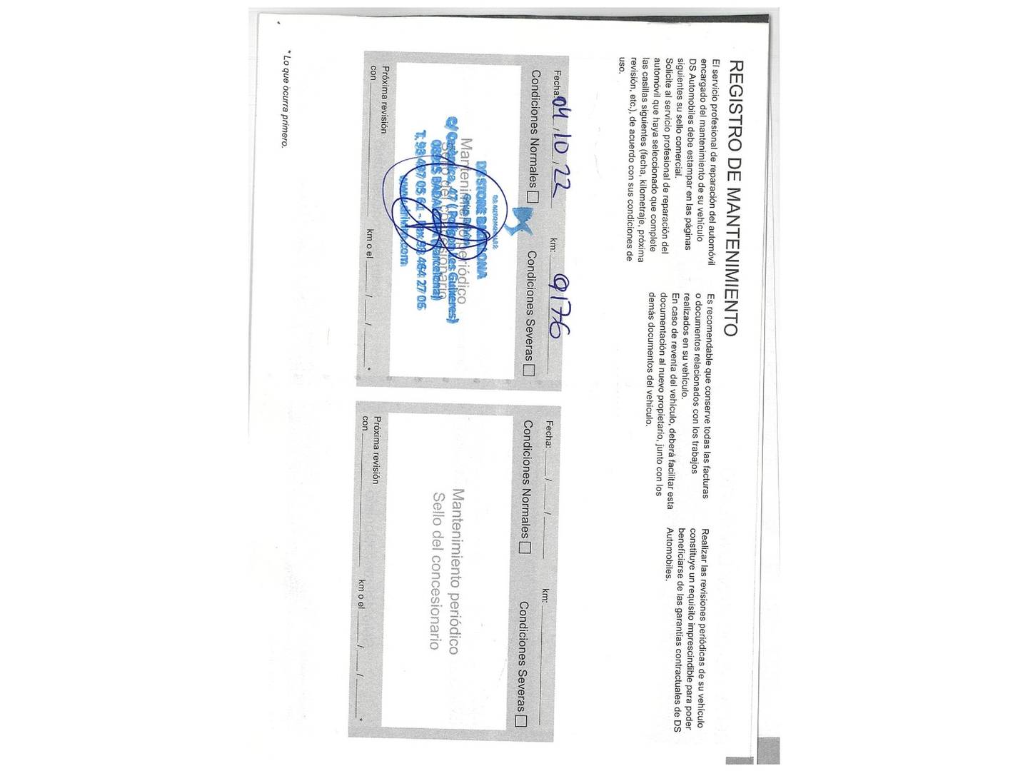 Foto del mantenimiento del DS DS 7 Crossback DS DS7 Crossback BlueHDi 130 DE Performance Line AT (130 CV)