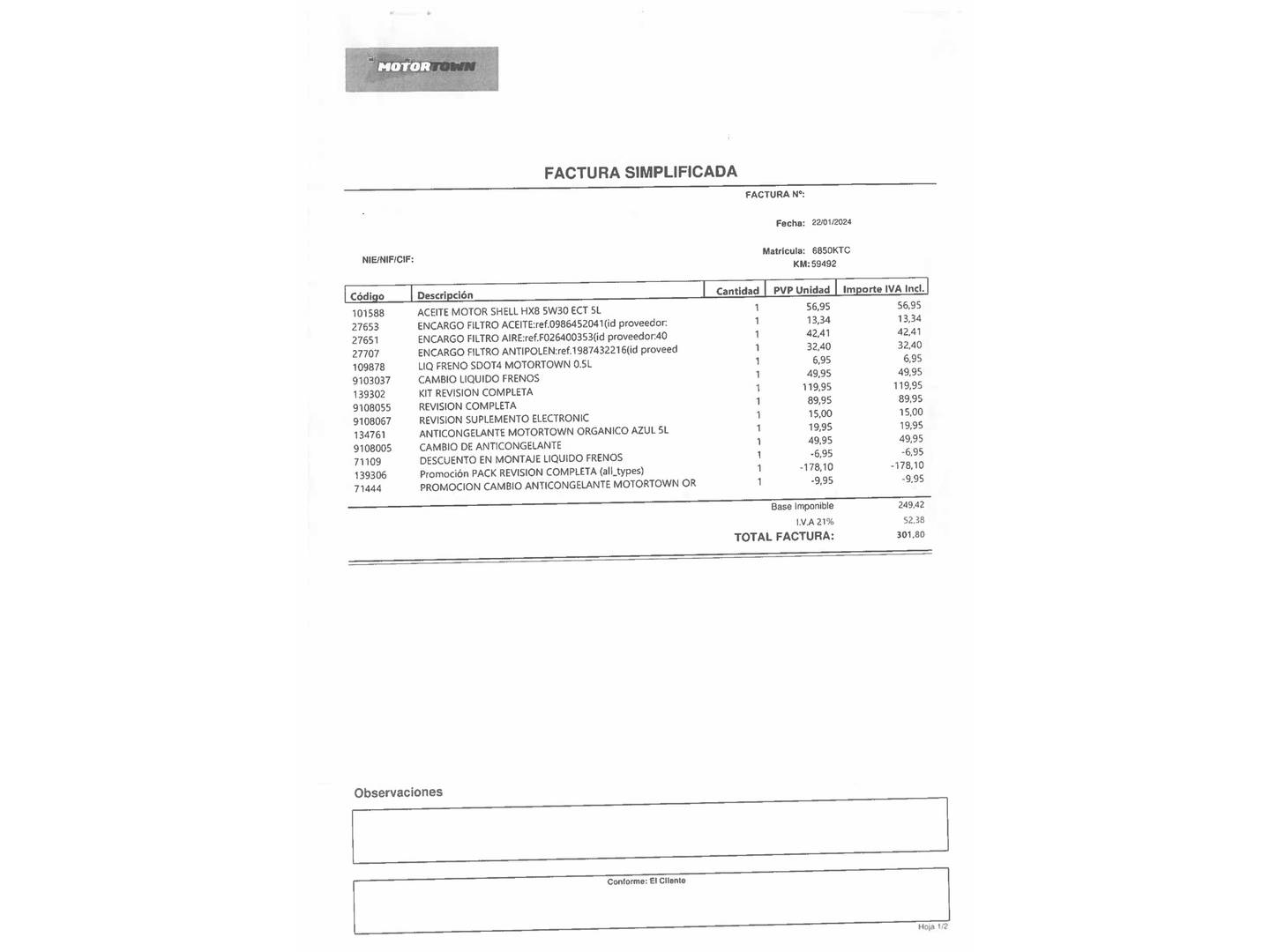 Foto del certificado del Mitsubishi ASX Mitsubishi ASX 160 MPI Kaiteki (117 CV)