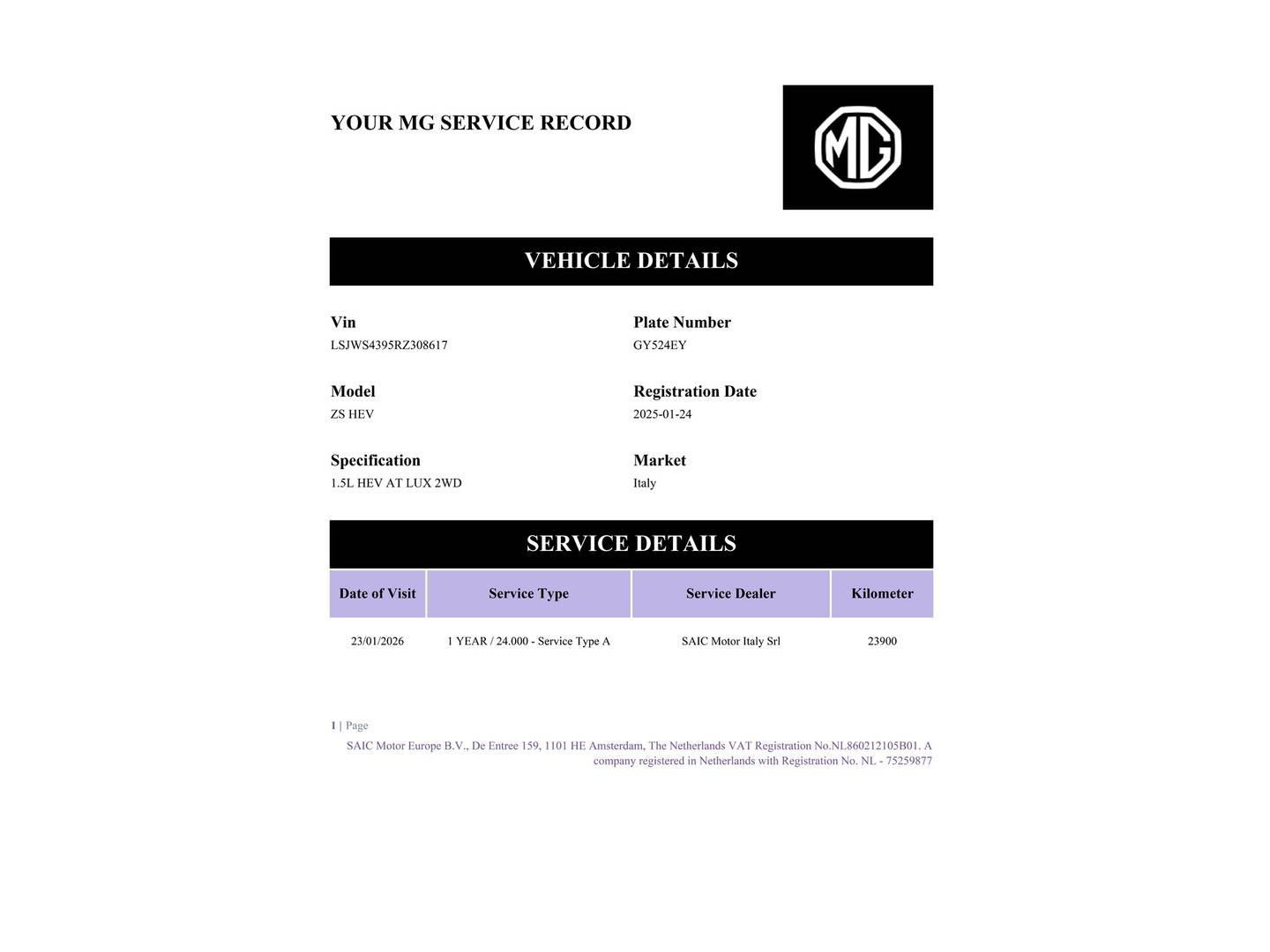 Foto del mantenimiento del MG ZS MG ZS 1.5 Hybrid+ Luxury (197 CV)