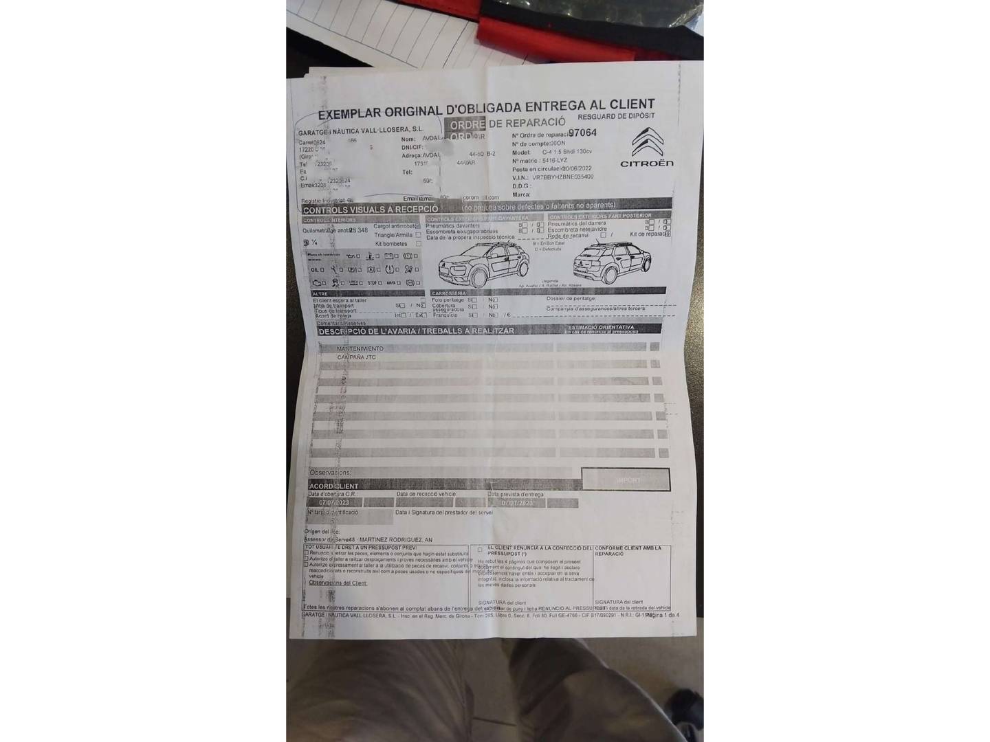 Foto del mantenimiento del Citroën C4 Citroën C4 BlueHDi 130 S&S Shine EAT8 (130 CV)