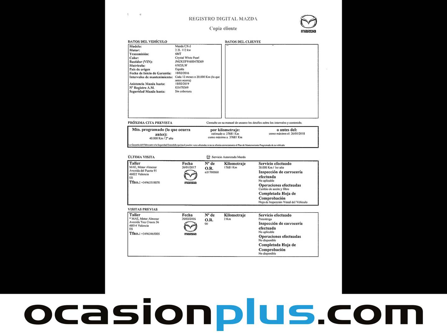 Foto del mantenimiento del Mazda CX-5 Mazda CX-5 2.2 DE Luxury 2WD (150 CV)