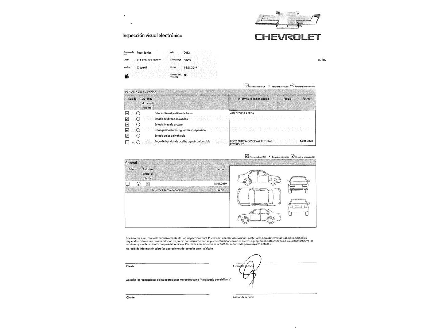 Foto del mantenimiento del Chevrolet Cruze Chevrolet Cruze 1.7 VCDI LT+ Clima (130 CV)
