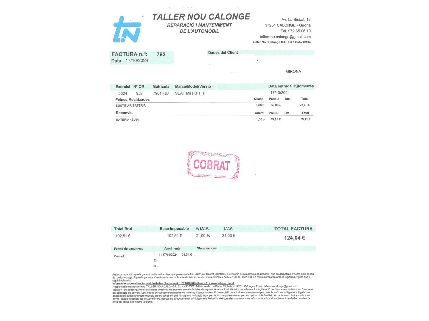 Foto del mantenimiento del Seat Mii Seat Mii 1.0 Style (75 CV)
