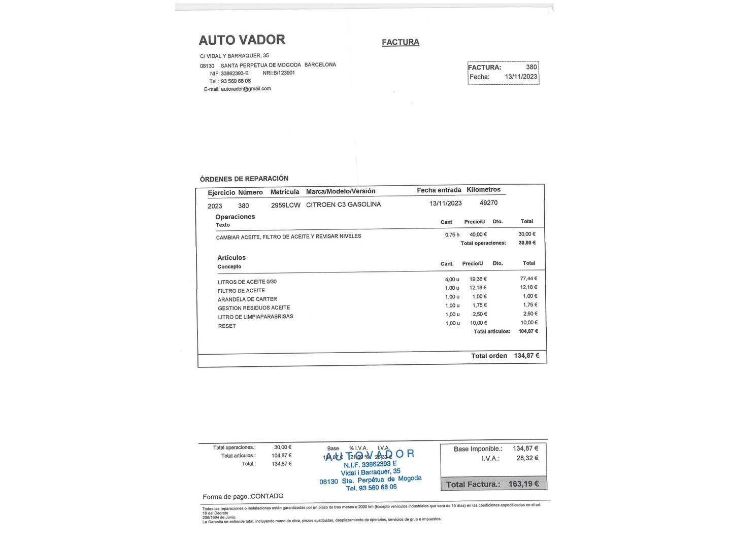Foto del mantenimiento del Citroën C3 Citroën C3 PureTech 82 Feel (83 CV)