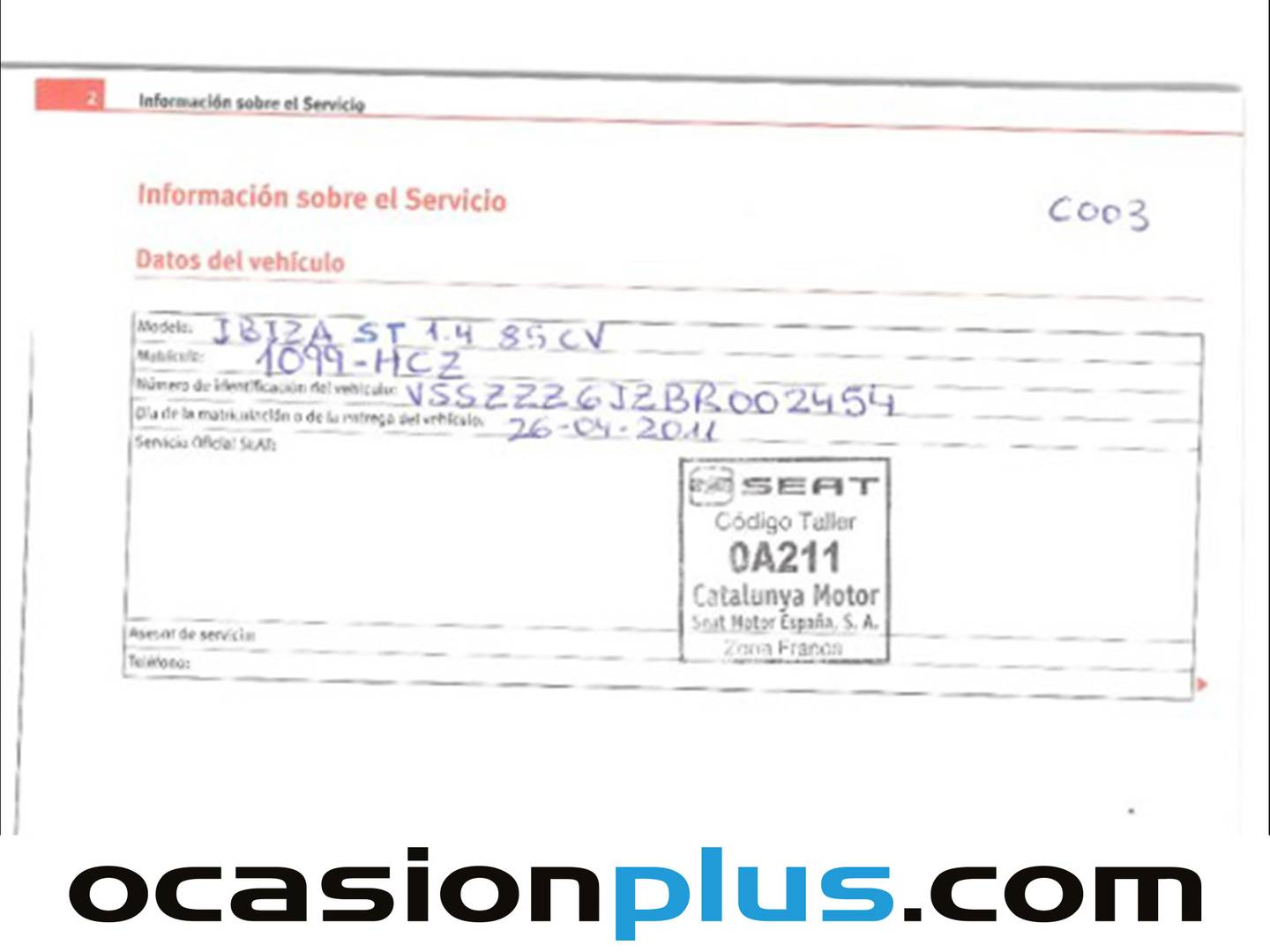 Foto del mantenimiento del Seat Ibiza Seat Ibiza ST 1.4 Style (85 CV)